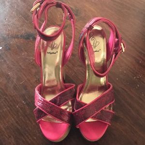 Baby Phat cork wedge heels